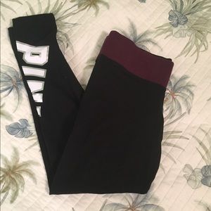 VS PINK burgundy cotton leggings